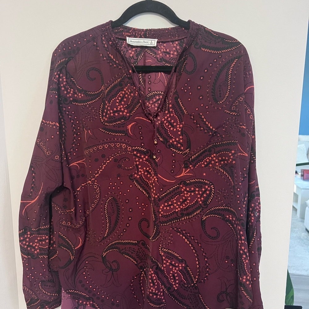 Abercrombie & Fitch Burgundy Relaxed Blouse, Size L
